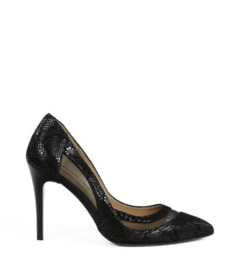 Czarne skórzane czółenka na szpilce