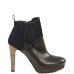 Czarno-brązowe botki na obcasie