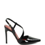 Czarne szpilki z paskiem bez pięty