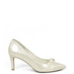 GASSU Czółenka LOTE ecru perła lakierki
