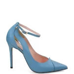 Czółenka TESS niebieskie szpilki z paseczkiem nad kostką